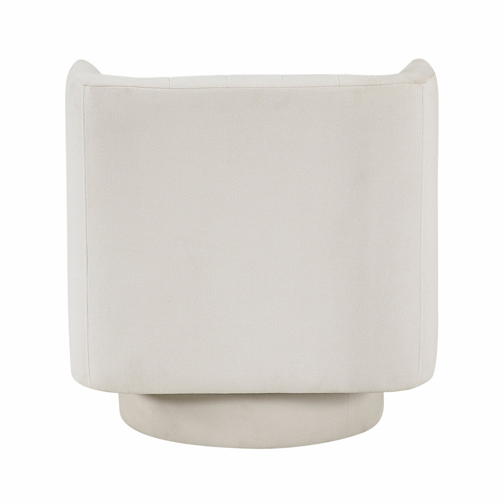 Beige barrel accent chair — close-up detail