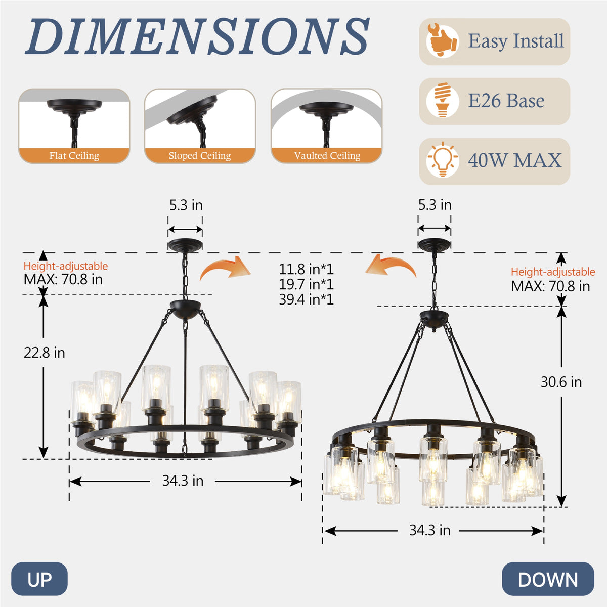 Matte Black chandelier — lifestyle view