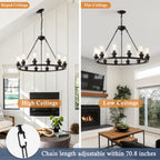 Matte Black chandelier — in-use view