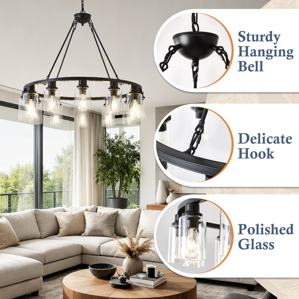 Matte Black chandelier — additional view
