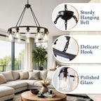 Matte Black chandelier — additional view