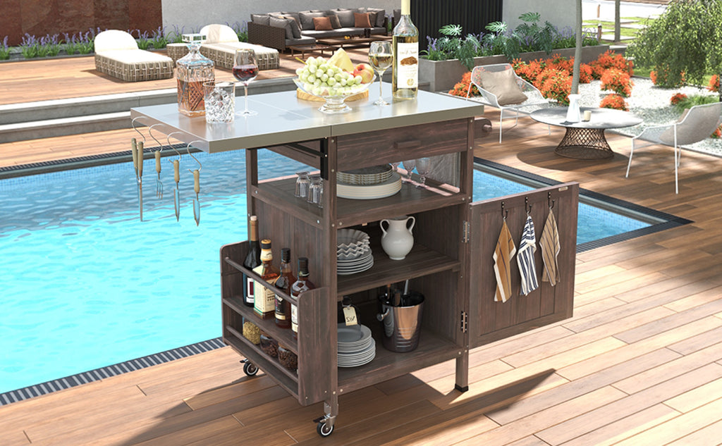 Brown kitchen island — lifestyle view