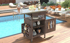 Brown kitchen island — lifestyle view