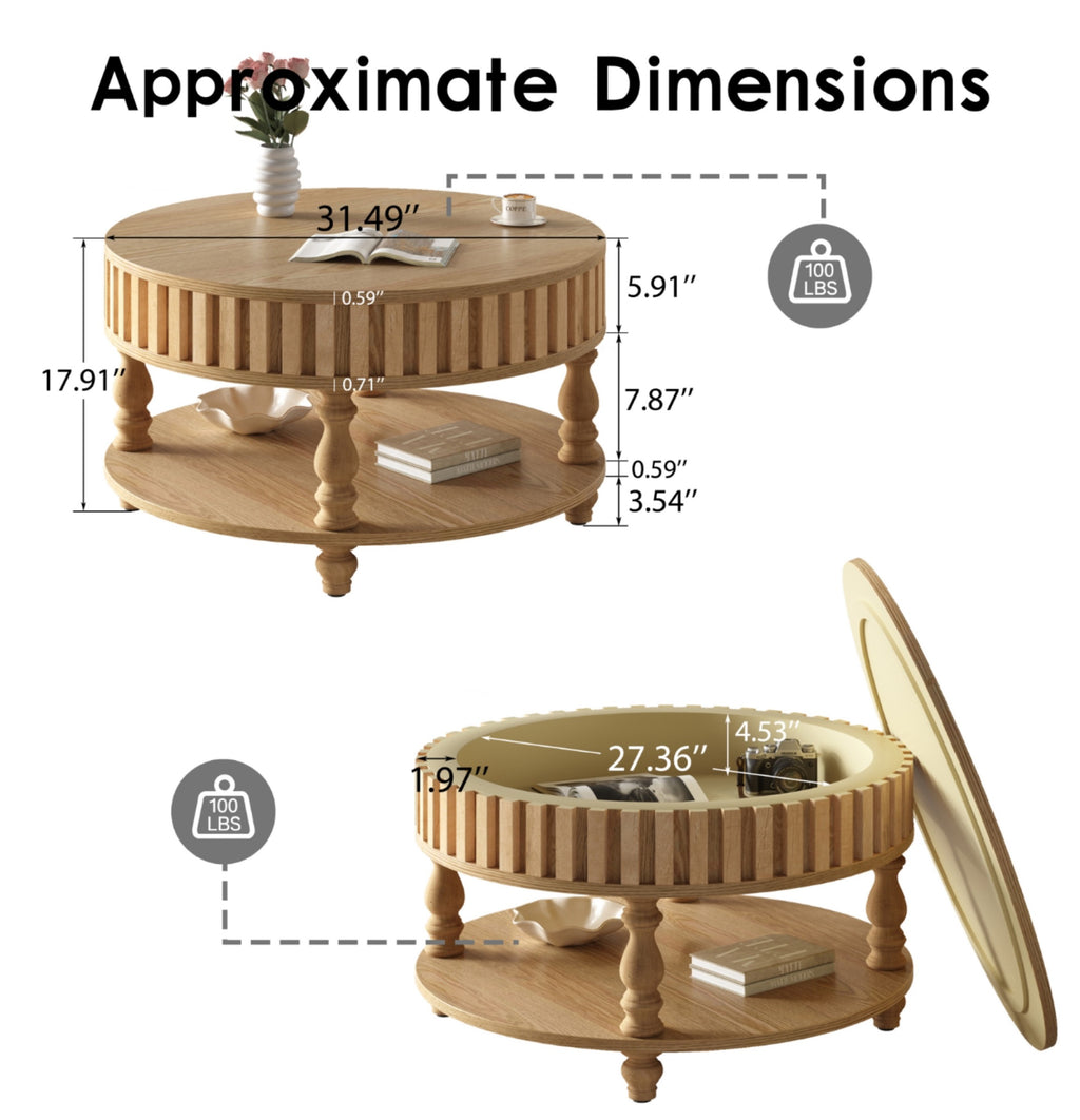 Natural Wood coffee table — lifestyle view