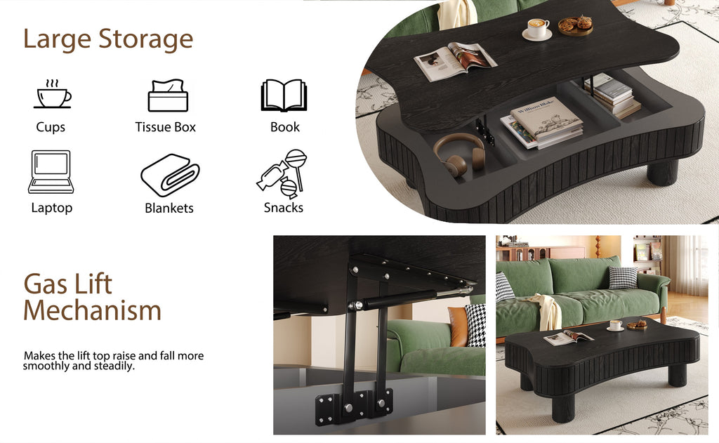 Black coffee table — in-use view