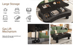 Black coffee table — in-use view