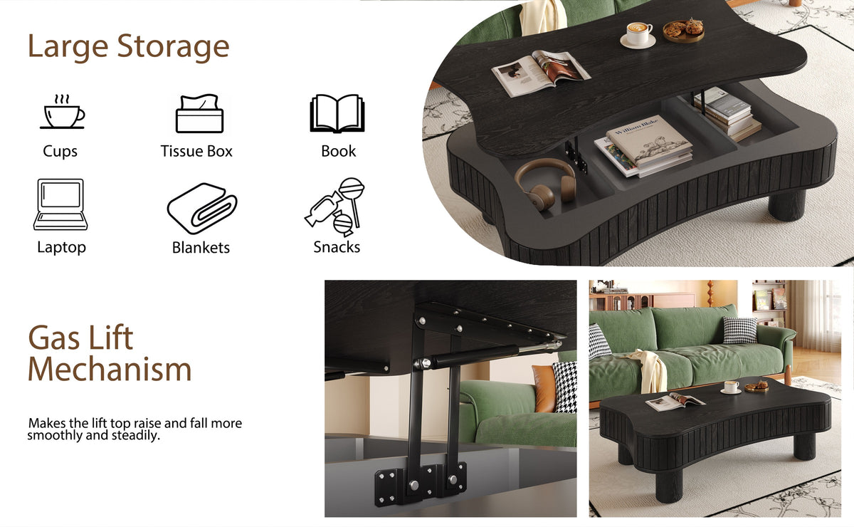 Black coffee table — in-use view