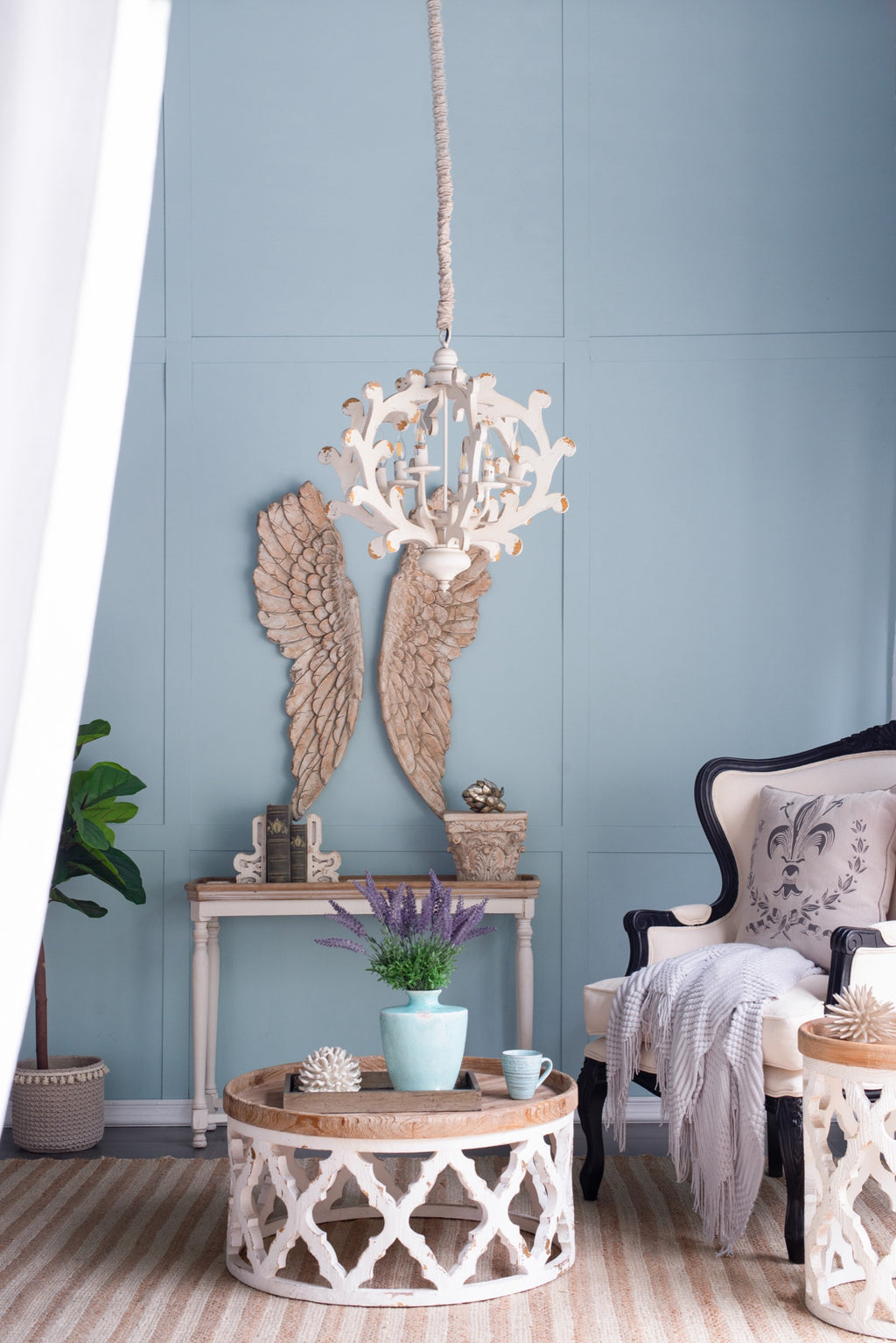 White chandelier — lifestyle view