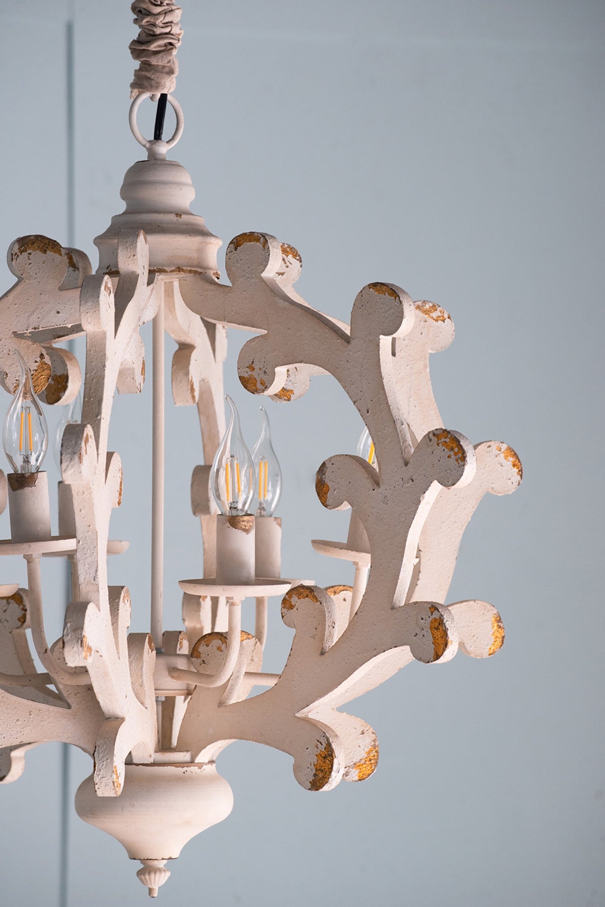 White chandelier — in-use view