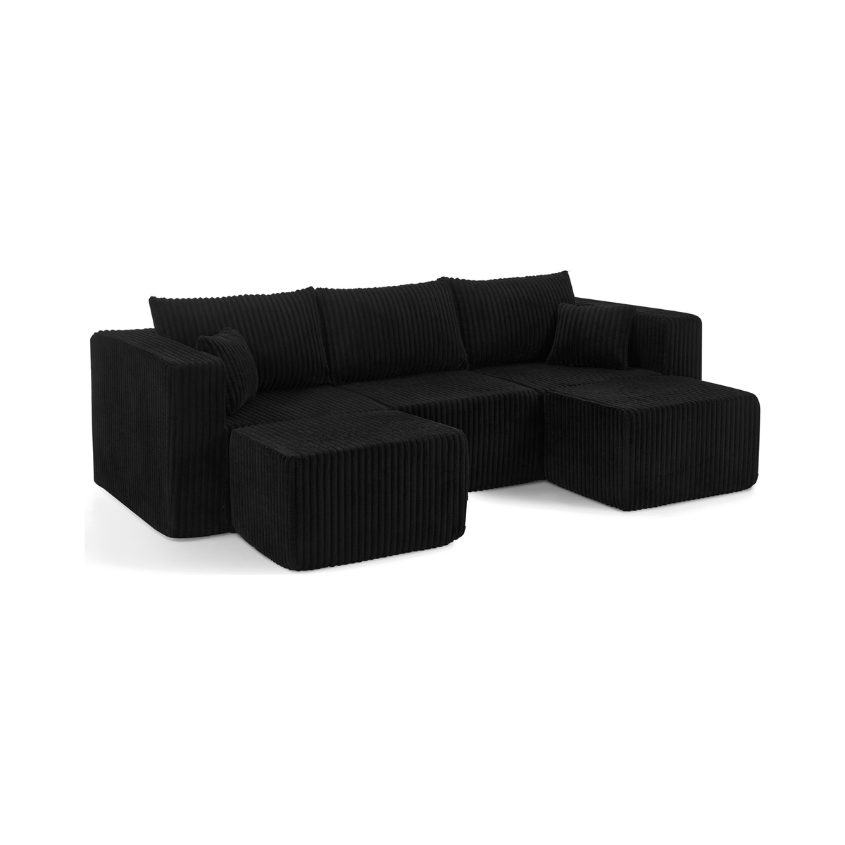 Black Compressed Modular Sofa on white background