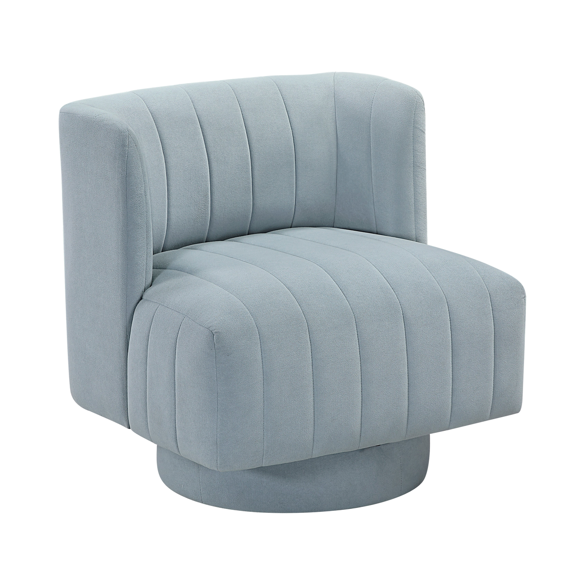 Aqua Blue Fabric Barrel Accent Chair on white background