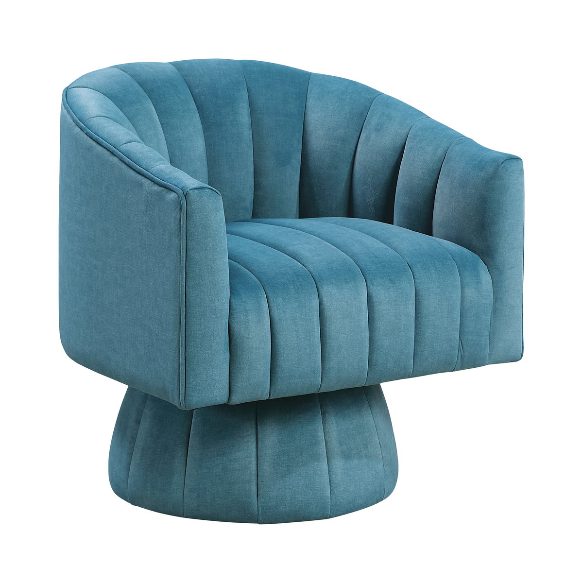 Teal Velvet Barrel Accent Chair on white background