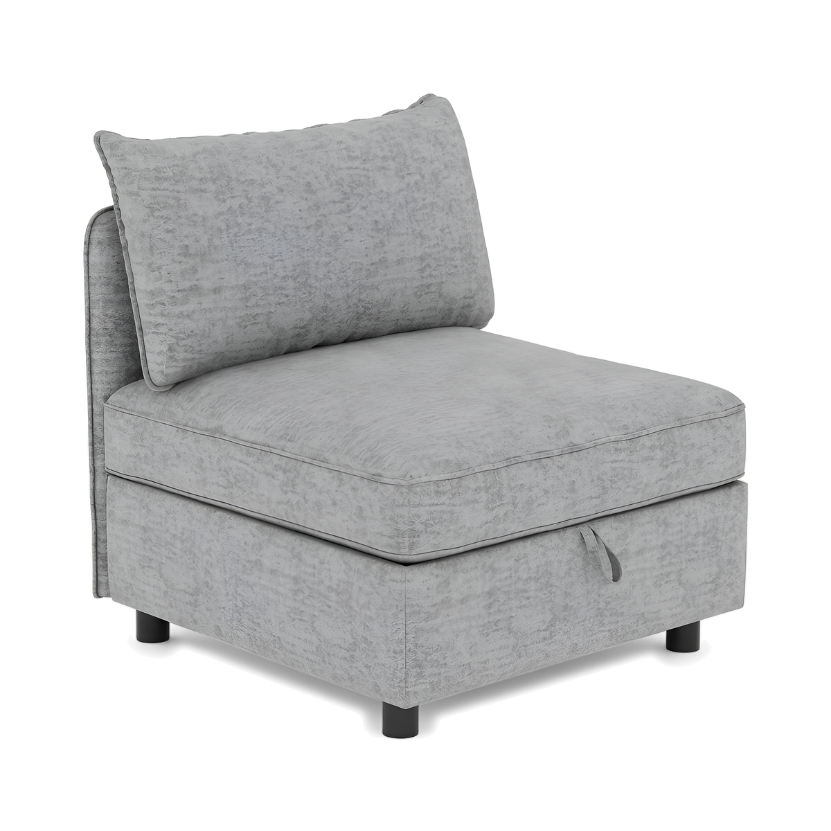 Grey Modular Sectional Armless Seat on white background