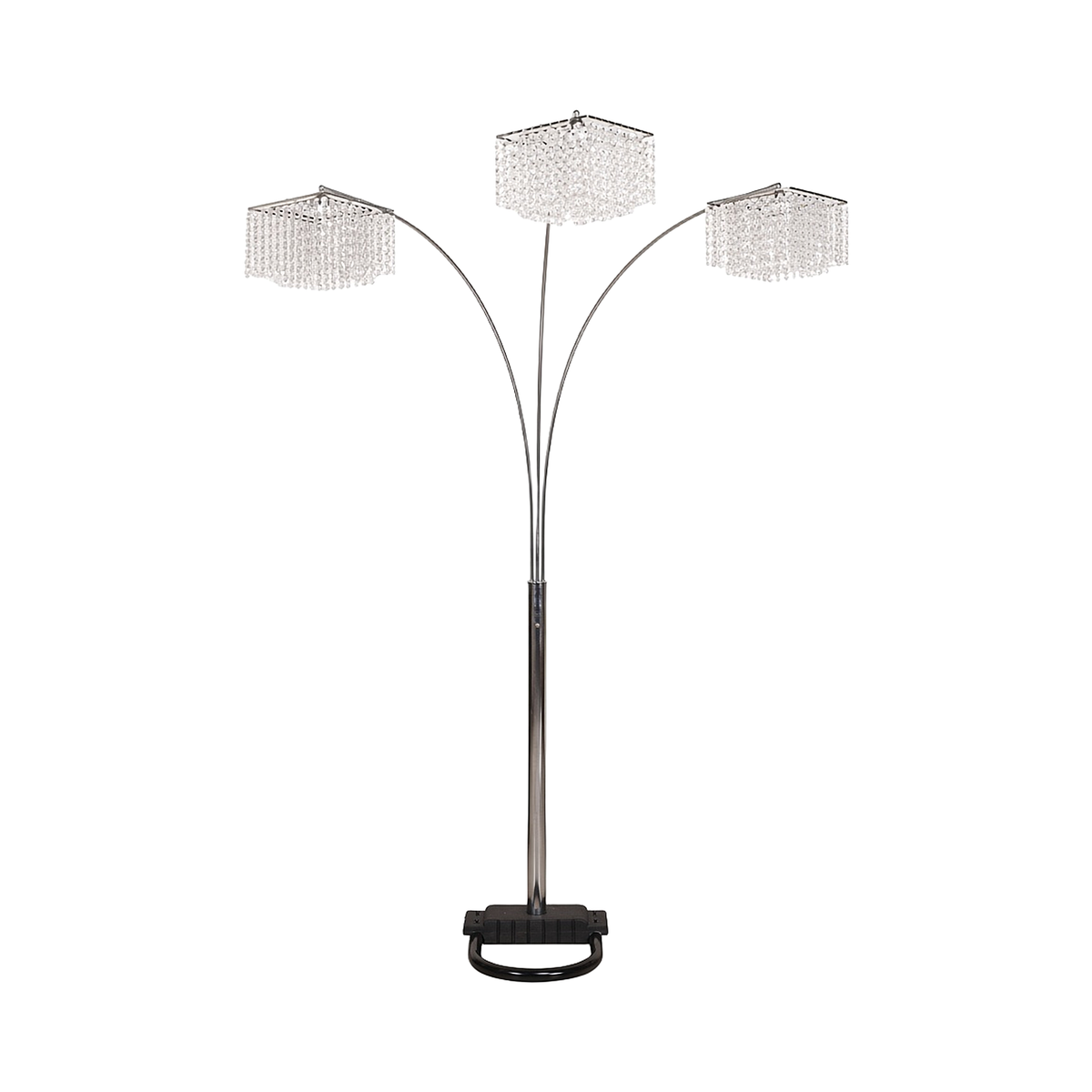 Silver 3-Head Arc Floor Lamp on white background